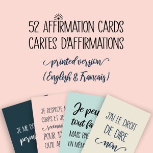52 cartes d'affirmations positives, Amour de soi, Pleine conscience, Motivation, Positivité, Idée cadeau pour femme, Manifestation