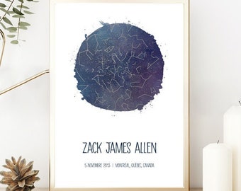 Custom Star Map Print, Personalized Constellation Gift (Digital Download)