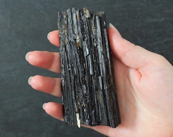 Black tourmaline raw chunk - High grade - Ethically sourced from Brazil - Natural crystal - Raw stone - Gemstone - Large dark shiny pieces