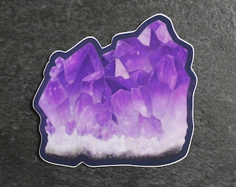 Amethyst sticker, Crystal art, Witchy fantasy painting, Purple vinyl stickers, Magical whimsical artwork, Geek sticker, Fairy tale art