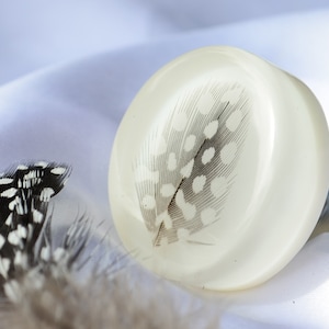 Fjäderknopp i skåp: Svartvit lådhandtag i harts