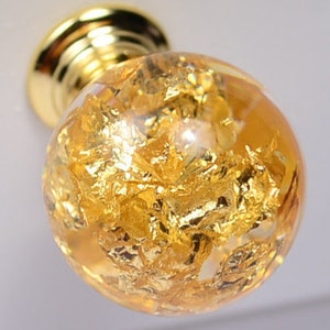 Gold Flakes cabinet knob, Unique home decor knobs, gold drawer pulls
