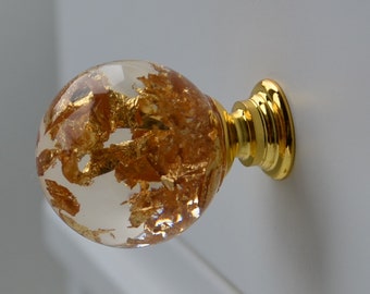 30mm sphere Gold Flakes cabinet knob, Home decor , Unique home decor knobs, gold drawer pulls