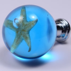 Starfish drawer knob, Ocean blue furniture knobs,