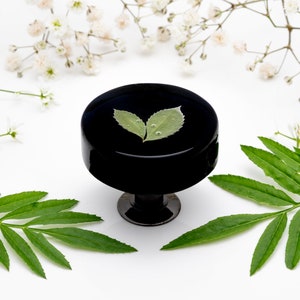 Cabinet knobs, Cabinet pulls, Drawer knobs, Black knobs, Hardware, Green leaves, Home Decor, Elegant furniture knobs, Christmas gifts idea