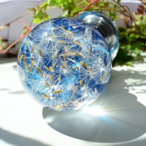 Boho Blue Door Knobs: Chrome or Nickel Interior Handles - 2.36"