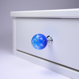 30mm Sphere Door Knobs , Real Dandelion Seeds Drawer Dresser , Furniture Knobs Handmade Gift Blue Knobs