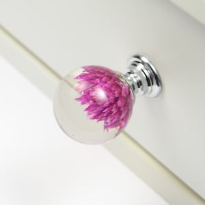 Dark pink  Real flower Resin Furniture Knobs