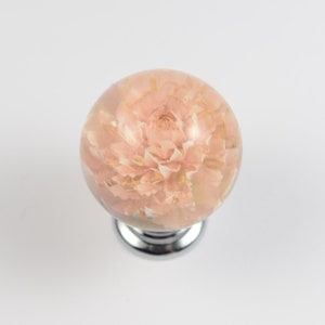 Salmon Real flower Resin Furniture Knobs , Personalized gifts for Her , Kitchen Knobs