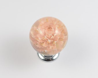 Salmon Real flower Resin Furniture Knobs , Personalized gifts for Her , Kitchen Knobs