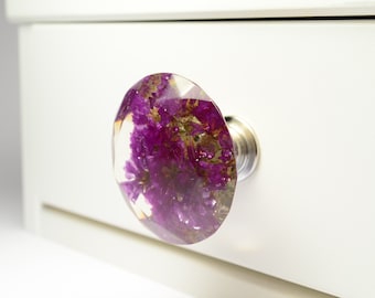 Möbelknäufe, Schubladengriffe, Lila Blume, Rautenform, Große Schubladengriffe, Küchenschrankgriffe, Wohnkultur, Blumen Dekoration