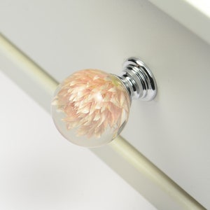 30mm Kugel Lachs echte Blume Resin Möbelknöpfe, personalisierte Geschenke für Sie, Küchenknöpfe