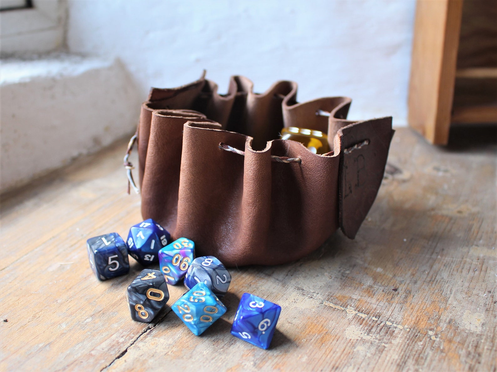 Medium Personalised Genuine Leather Dice Pouch Handmade Draw Etsy