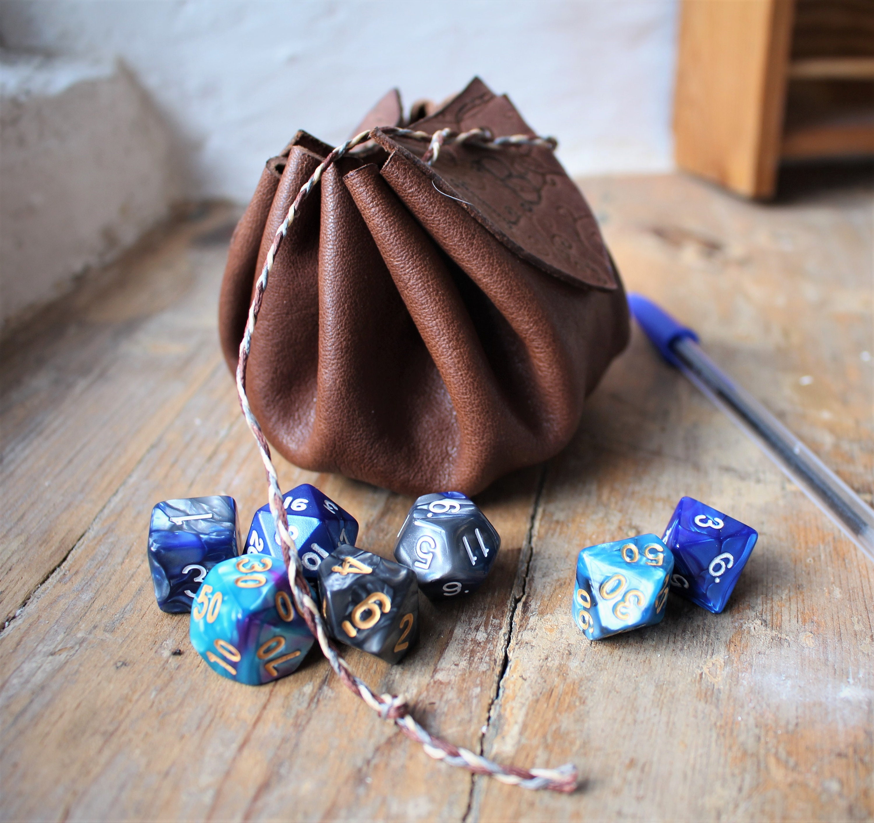 Medium Personalised Genuine Leather Dice Pouch Handmade Draw Etsy