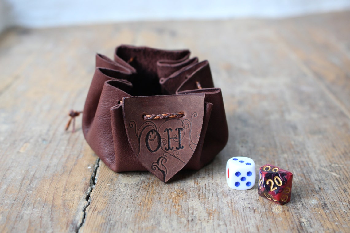 Small Personalised Genuine Leather Dice Pouch Handmade Draw Etsy