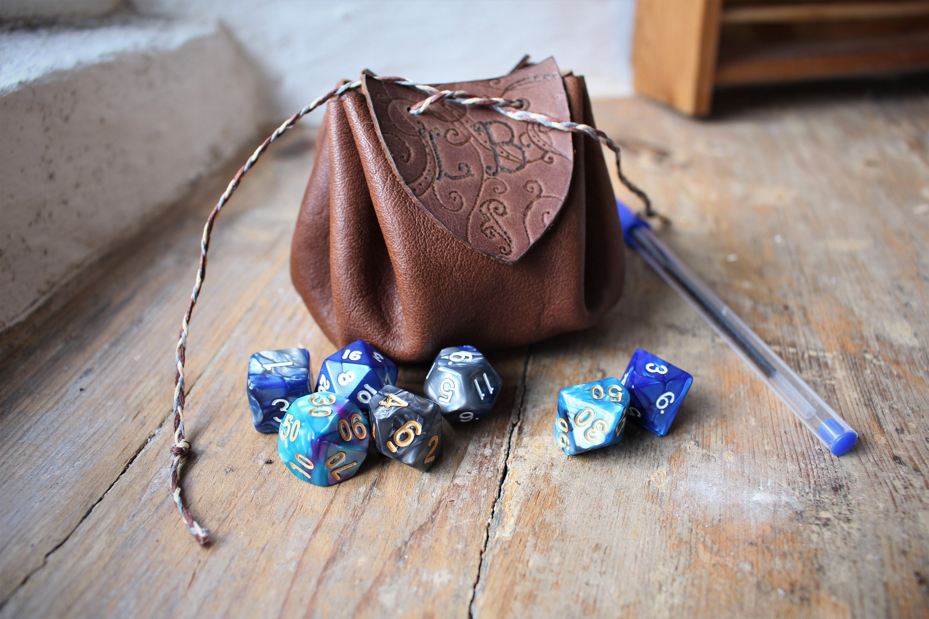 Medium Personalised Genuine Leather Dice Pouch Handmade Draw Etsy