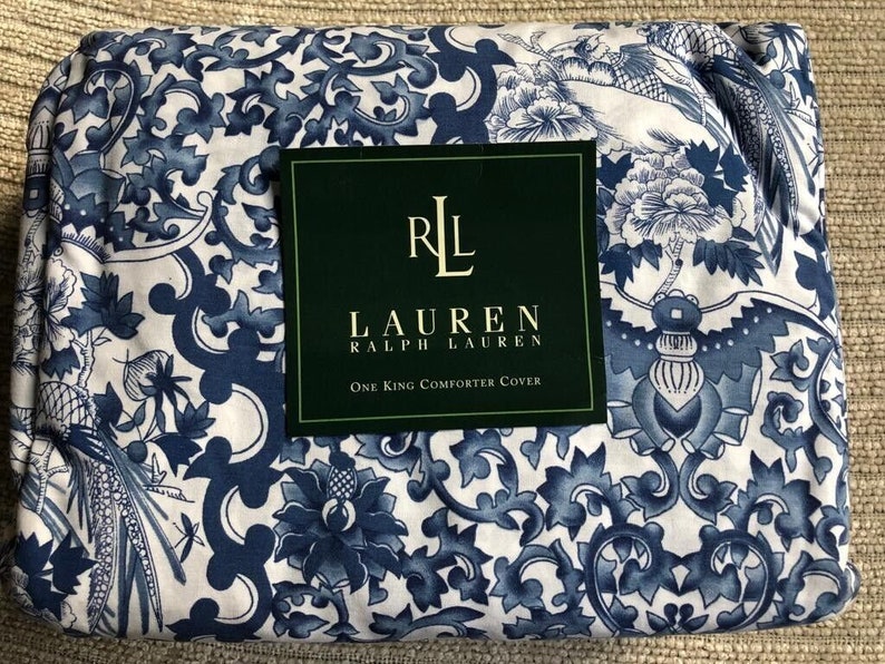 Ralph Lauren Porcelain Blue Paisley King Duvet / Comforter Cover 3 Pc