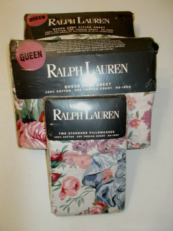 Ralph Lauren Allison Floral Queen Sheet Set 4 Pieces Vintage Rare