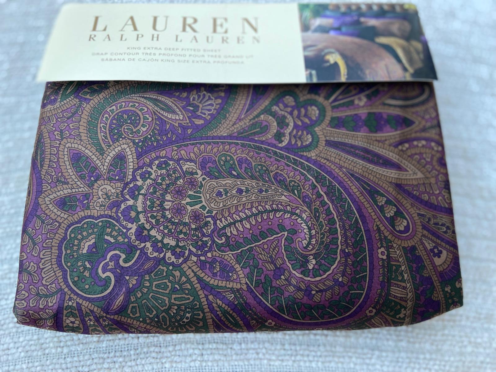 Ralph Lauren BOHEMIAN Burgundy Paisley KING FITTED Sheet New 450TC