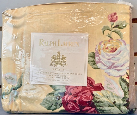 Ralph Lauren Estate Kathleen Floral King Flat Sheet Vintage! Very