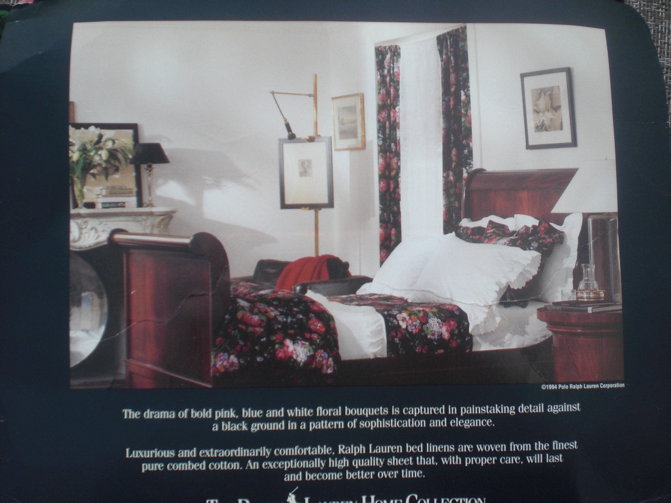 Ralph Lauren フローラル掛け布団カバー　ほぼ未使用　ペア購入可能 RALPH LAUREN COSSETTE ブラック フローラル ツイン 羽毛布団