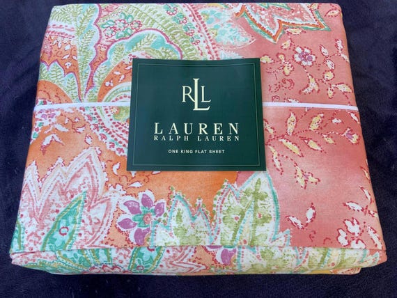 Ralph Lauren Jamaica Coral King Flat Sheet 450TC New, Vintage