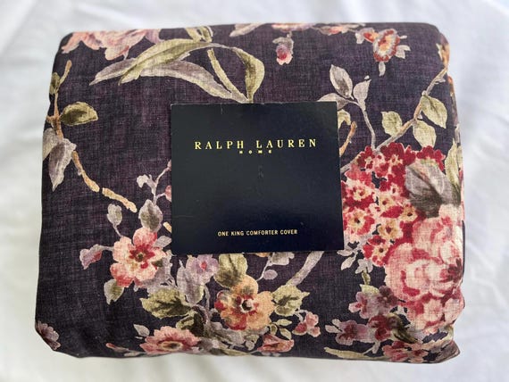 Ralph Lauren Elyse Floral Duvet Cover King Eggplant Purple Twill