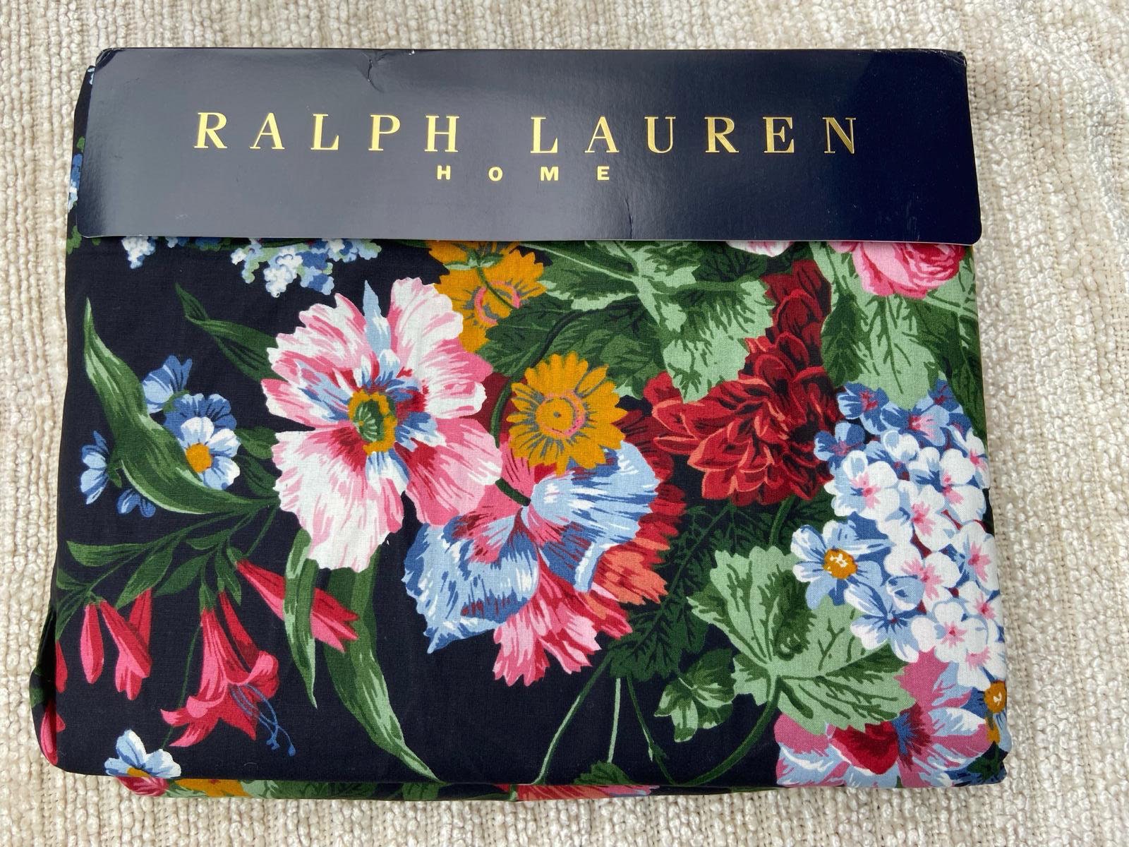 Ralph Lauren 花柄シングルフラットシーツ Vintage Ralph Lauren Cossette Floral Black Isadora FULL FLAT Sheet