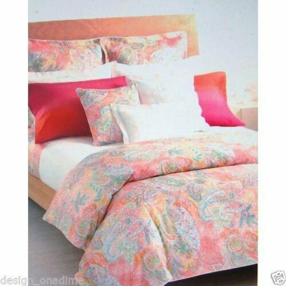 Ralph Lauren JAMAICA Paisley Coral KING Duvet / Comforter Cover