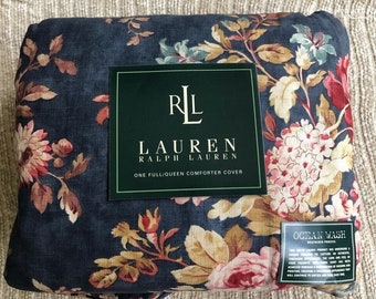 Ralph Lauren Chadwick blauw bloemen dekbedovertrek / dekbedovertrek / dekbedovertrek vintage nieuw!