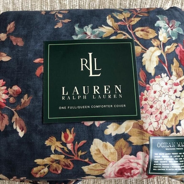 Ralph Lauren Chadwick blauw bloemen dekbedovertrek / dekbedovertrek / dekbedovertrek vintage nieuw!