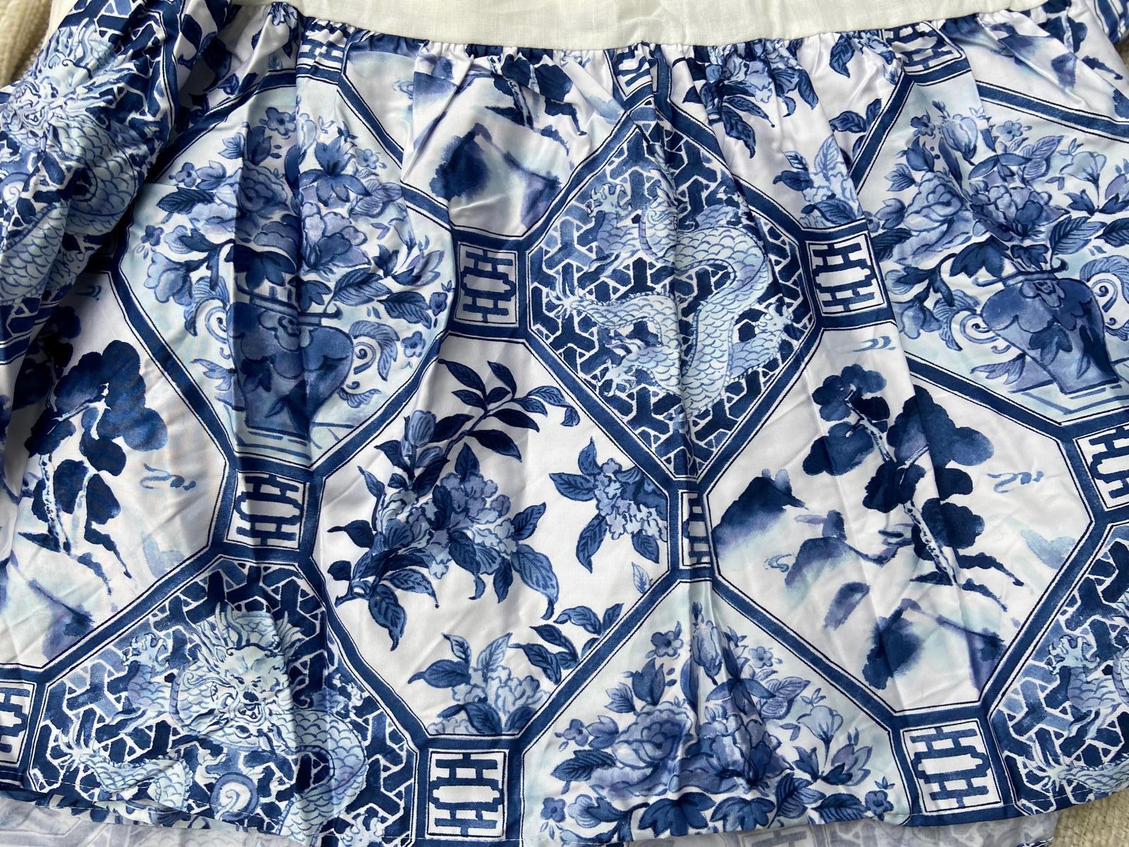 Ralph Lauren Palm Harbor Blue Paisley Queen Bedskirt Dust Ruffle