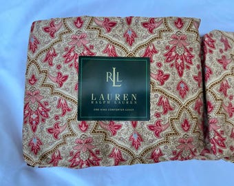 Ralph Lauren Langham Red Paisley SATEEN King Duvet / Comforter