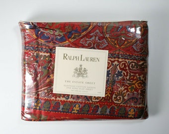 Ralph Lauren Galahad Red Paisley King Bettwäsche Set 4 teilig Sateen Rare Vintage Neu !