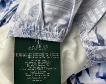 Ralph Lauren Palm Harbor Blue Paisley Queen Bedskirt Dust Ruffle