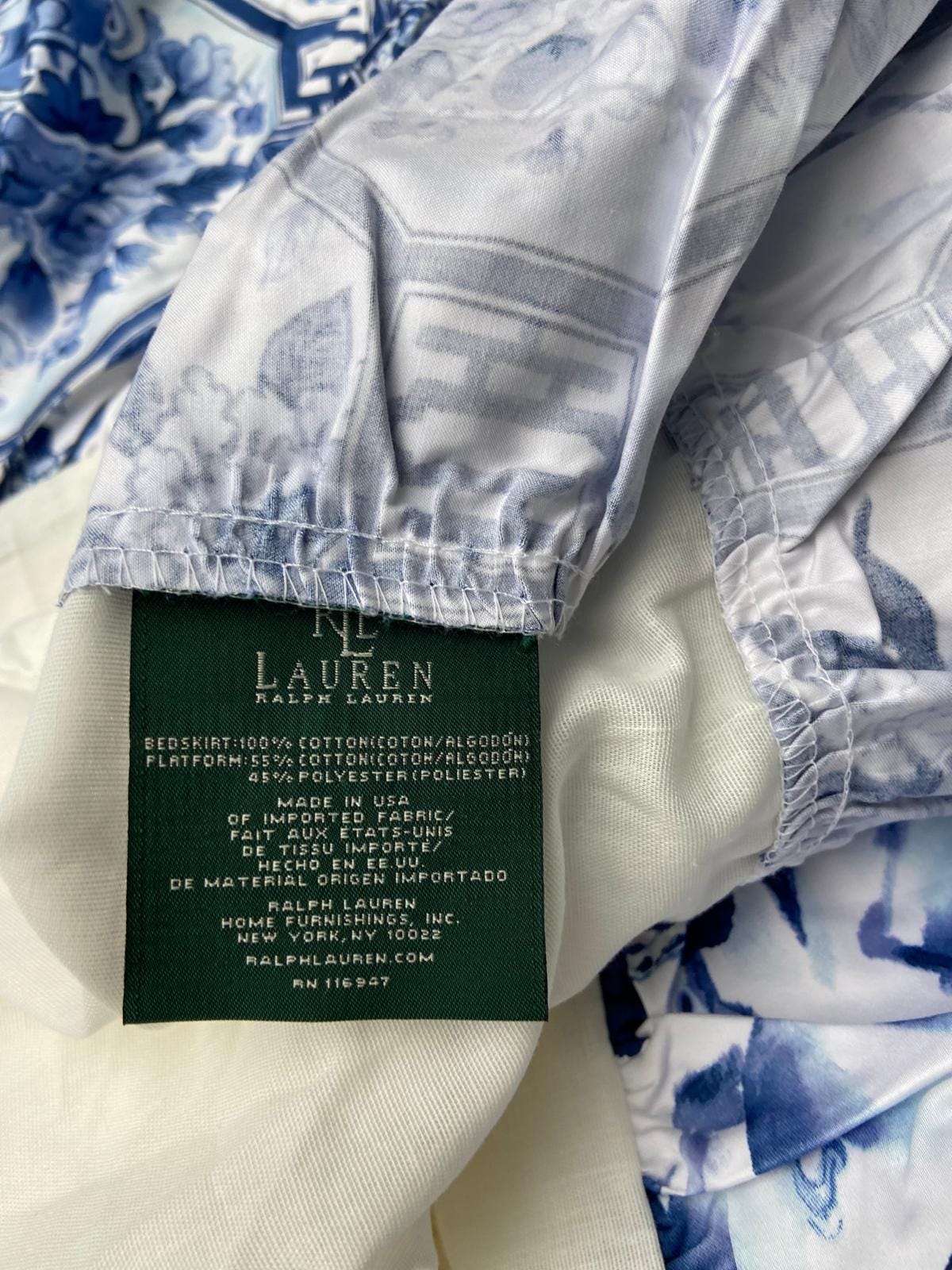 Ralph Lauren Palm Harbor Blue Paisley Queen Bedskirt Dust Ruffle