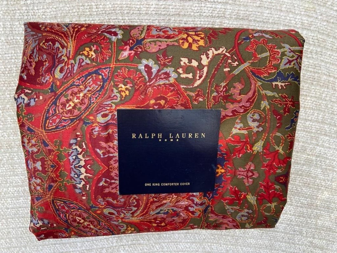 Ralph Lauren Galahad Red Paisley King Duvet Comforter Cover Vintage Rare! 