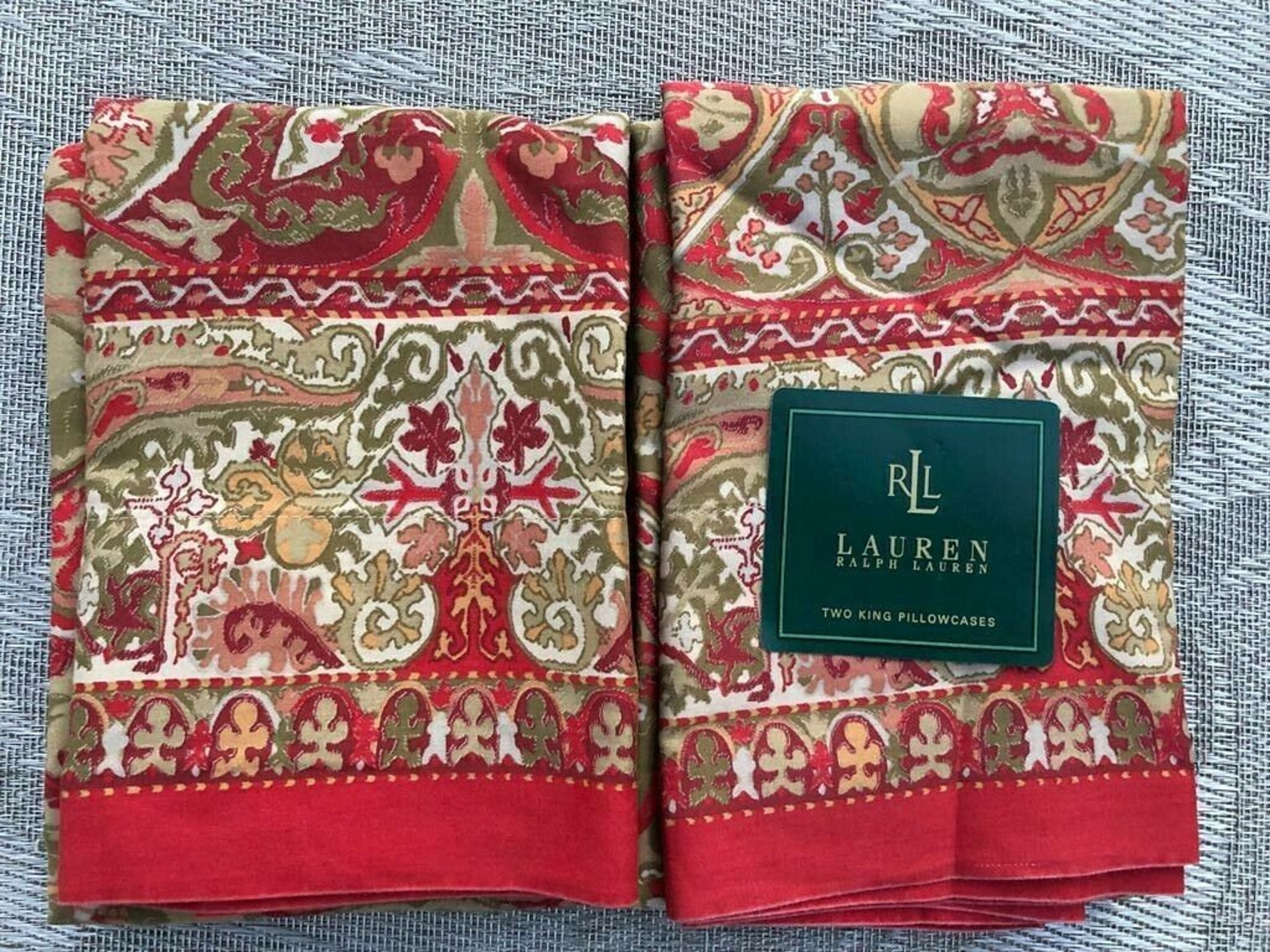 RALPH LAUREN Randolph Red Set 2 King Pillow Goes W Galahad Etsy