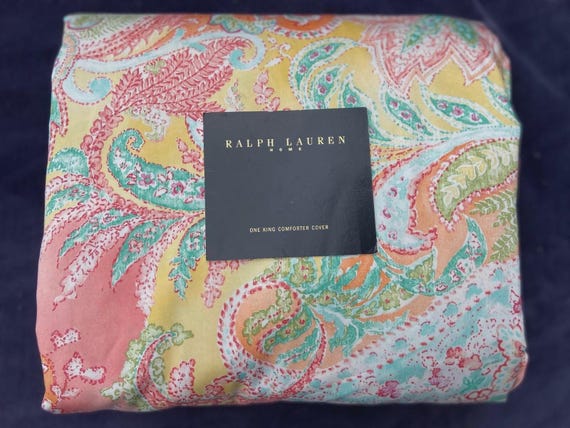 Ralph Lauren JAMAICA Paisley Coral KING Duvet / Comforter Cover
