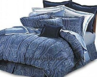 Ralph Lauren Putney Paisley Blue Queen Trooster 4-delig Vintage Zeldzaam!