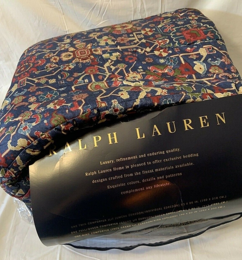 Ralph Lauren ORIENTA Blue Paisley KING COMFORTER New Sateen Etsy