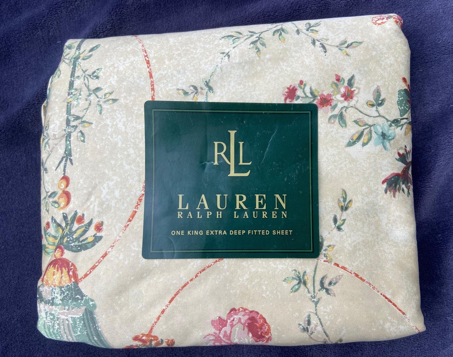 RARE Ralph Lauren VILLANDRY 450TC Floral King Deep Fitted Sheet