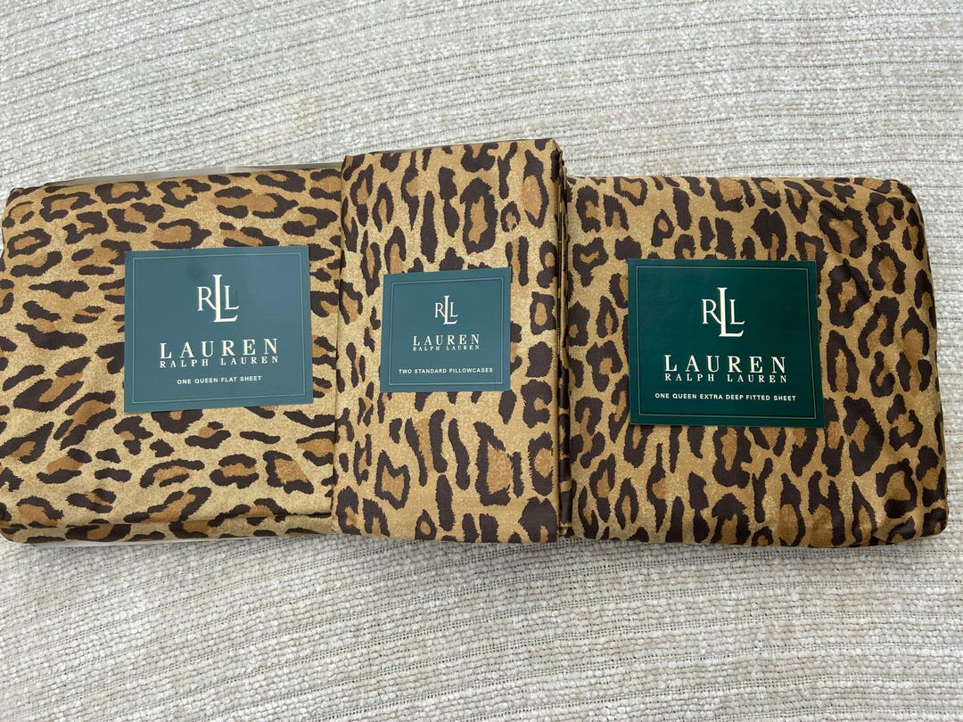 Ralph Lauren Leopard Neutral Bohemian Sateen 280TC QUEEN Sheet 4PC