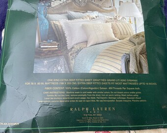 RARE Ralph Lauren VILLANDRY 450TC Floral King Deep Fitted Sheet