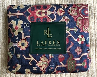 Ralph Lauren ORIENTA NAVY Paisley KING 4pc Sheet Set Sateen