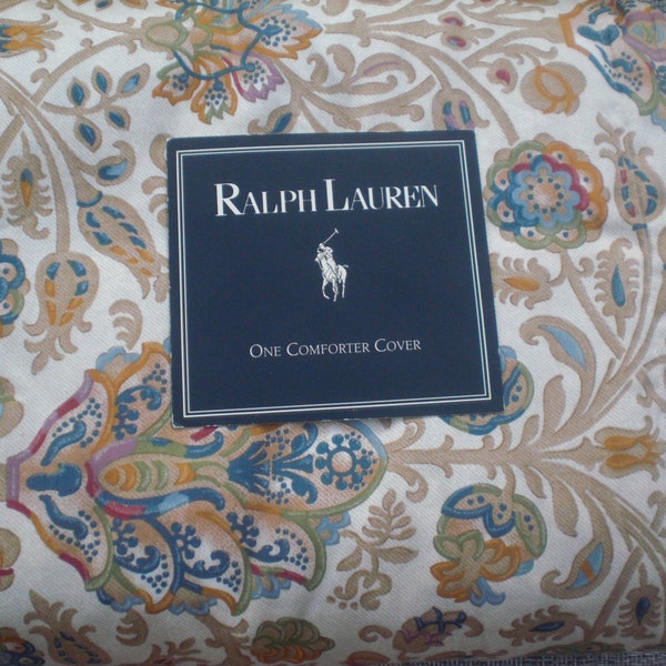 Ralph Lauren  KING   MARRAKESH   PAISLEY King Duvet / Comforter  Cover  Beige  Tan  Blue  Red  Rare, Vintage!