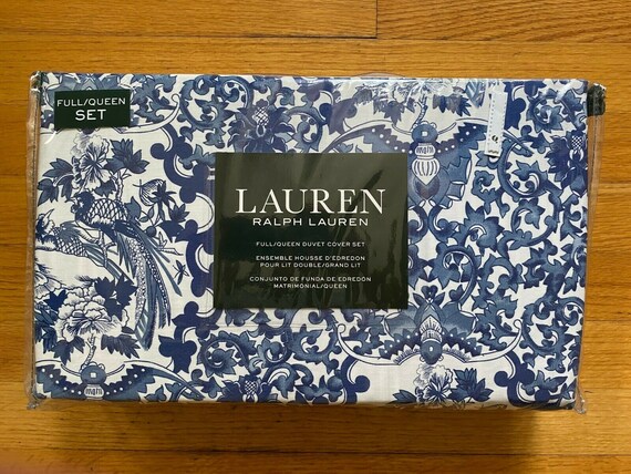 Ralph Lauren Porcelain Blue Tamarind Bird QUEEN Duvet Cover + Two
