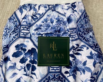 Ralph Lauren Palm Harbor Blue Paisley Queen  Bedskirt Dust Ruffle  Rare!