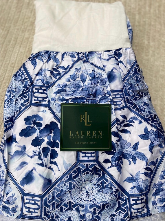 Ralph Lauren Palm Harbor Blue Paisley Queen Bedskirt Dust Ruffle