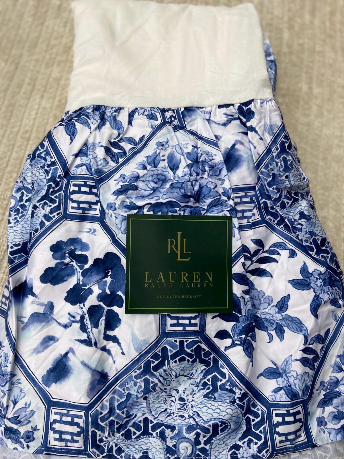 Ralph Lauren Palm Harbor Blue Paisley Queen Bedskirt Dust Ruffle